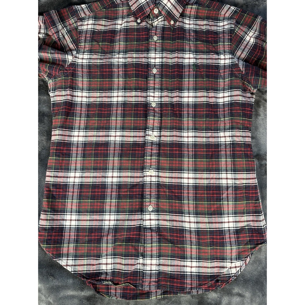 Polo Ralph Lauren Indian Madras Shirt Mens Large Green Plaid Custom Fit Plaid - Picture 3 of 10